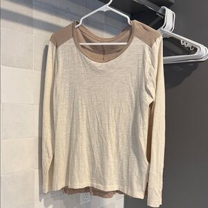 Madewell Cream and Tan Long Sleeve Top